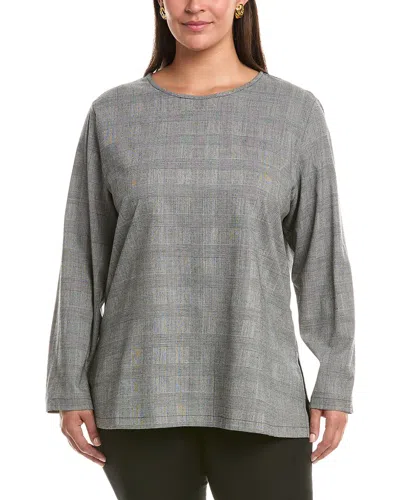 Marina Rinaldi Plus Uberta Wool-blend Shirt In Black