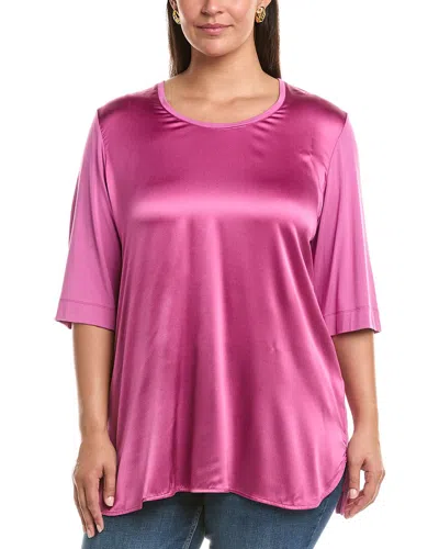 Marina Rinaldi Plus Vacanza Silk-blend T-shirt In Purple