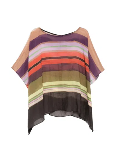 Marina Rinaldi Pmragape Striped Top In Multi