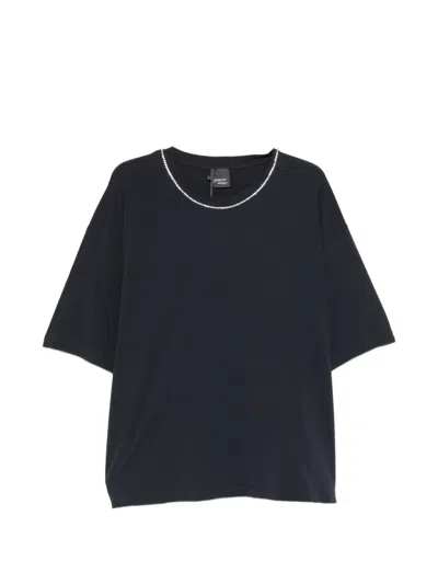 Marina Rinaldi Pmrmito Collar-embellished T-shirt In Blue