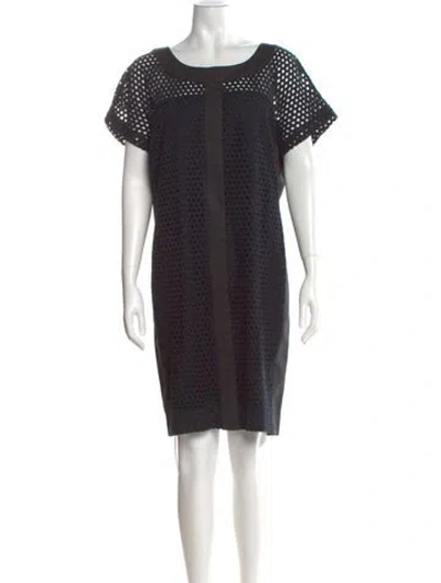 Pre-owned Marina Rinaldi Polka Dot Print Knee-length Dress In Black