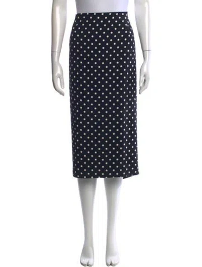 Pre-owned Marina Rinaldi Polka Dot Print Midi Length Skirt In Blue