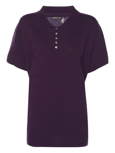 Pre-owned Marina Rinaldi Cashmere Short-sleeve Polo Shirt In Purple