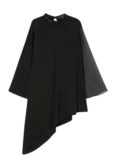 Marina Rinaldi Pouch In Cady Woman  With Embroidery In Black