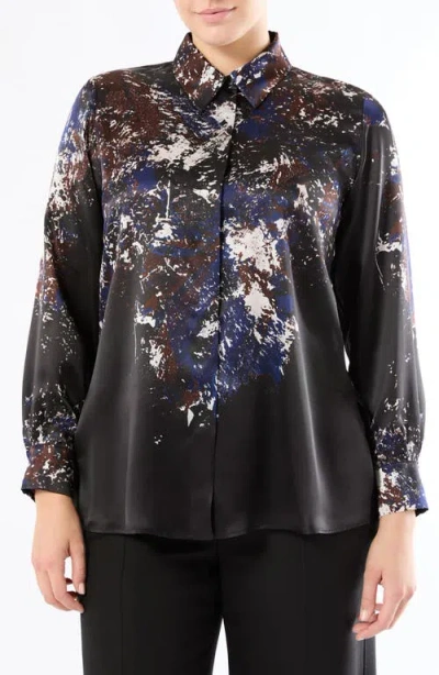 Marina Rinaldi Print Silk Shirt In Black
