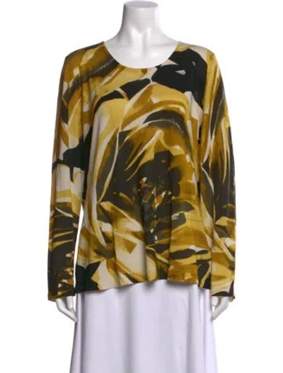 Pre-owned Marina Rinaldi Printed Crew Neck Sweater In Yellow