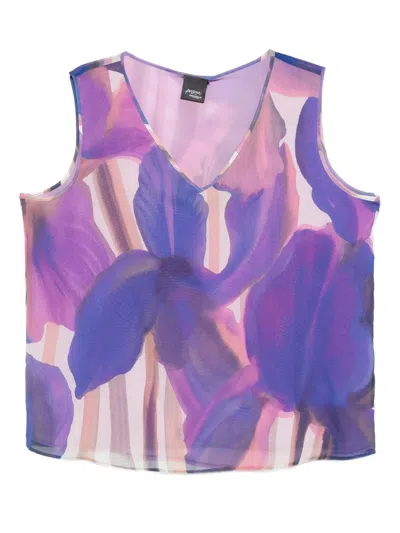 Marina Rinaldi Printed Georgette Top In Purple