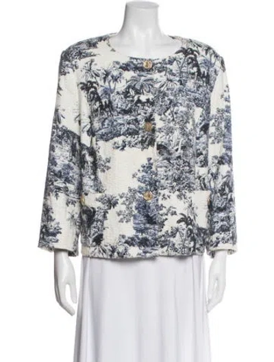 Pre-owned Marina Rinaldi Printed Jacket In Blue