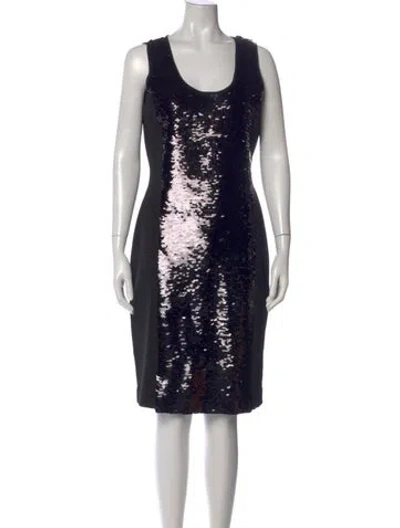 Pre-owned Marina Rinaldi Printed Knee-length Dress In Black