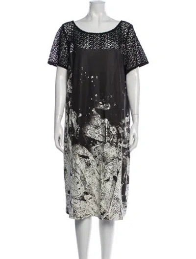 Pre-owned Marina Rinaldi Printed Knee-length Dress In Black
