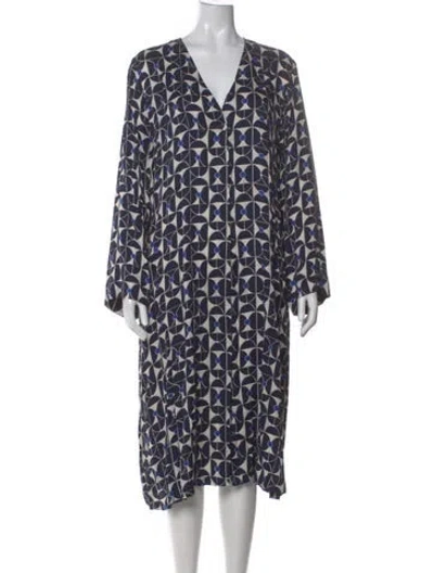Pre-owned Marina Rinaldi Printed Knee-length Dress In Blue