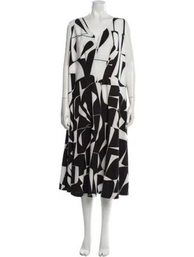 Pre-owned Marina Rinaldi Printed Long Dress In Black