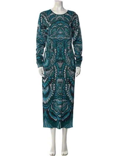 Pre-owned Marina Rinaldi Printed Long Dress W/ Tags In Blue