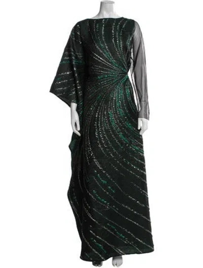Pre-owned Marina Rinaldi Printed Long Dress W/ Tags In Green