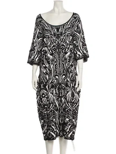 Pre-owned Marina Rinaldi Printed Midi Length Dress In Black