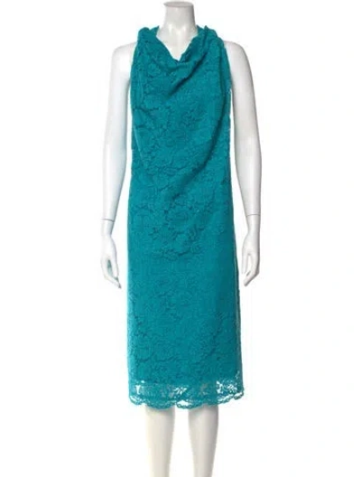 Pre-owned Marina Rinaldi Printed Midi Length Dress In Blue