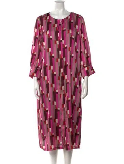 Pre-owned Marina Rinaldi Printed Midi Length Dress In Pink