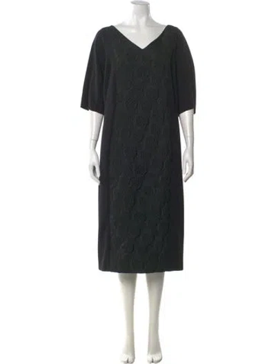 Pre-owned Marina Rinaldi Printed Midi Length Dress W/ Tags In Black