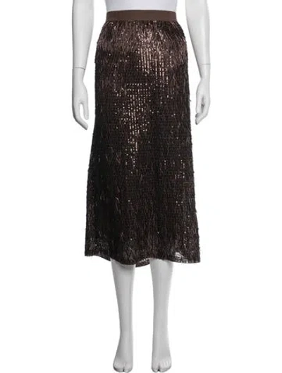 Pre-owned Marina Rinaldi Printed Midi Length Skirt In Black