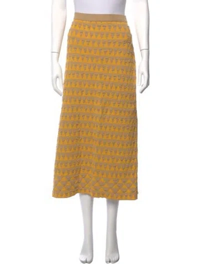Pre-owned Marina Rinaldi Printed Midi Length Skirt In Yellow