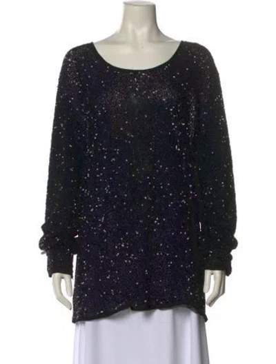 Pre-owned Marina Rinaldi Printed Scoop Neck Sweatshirt In Black
