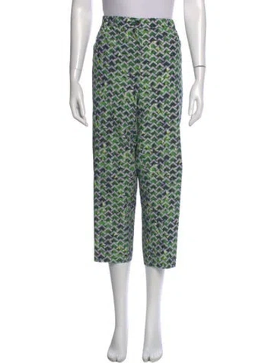 Pre-owned Marina Rinaldi Printed Straight Leg Pants In Green