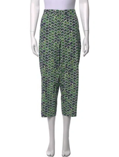 Pre-owned Marina Rinaldi Printed Wide Leg Pants In Green