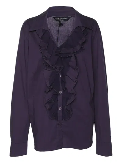 Pre-owned Marina Rinaldi Ruffle-detailing Blouse In Purple