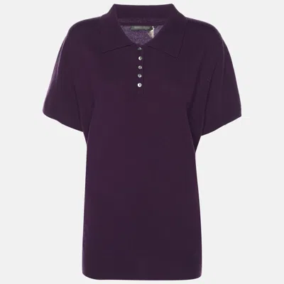 Pre-owned Marina Rinaldi Purple Cashmere Short Sleeve Sweatshirt L
