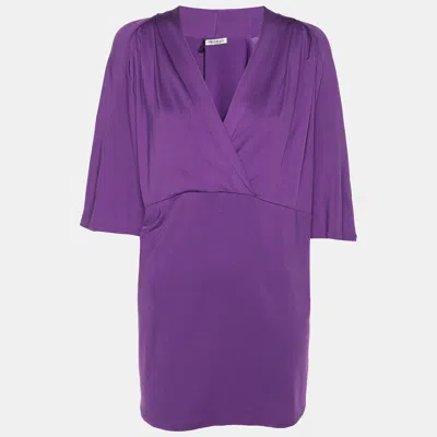 Pre-owned Marina Rinaldi Purple Jersey V Neck Tunic L