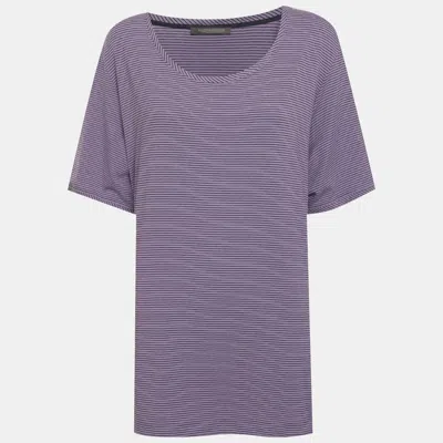 Pre-owned Marina Rinaldi Purple Striped Jersey Tops L