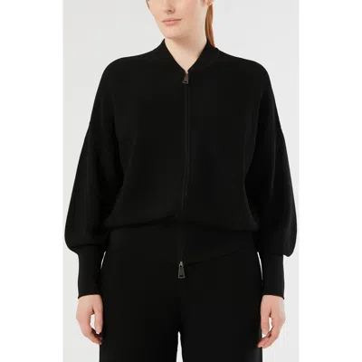 Marina Rinaldi Rafia Bomber Jacket In Black