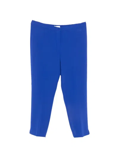 Marina Rinaldi Raggioxnew Elasticated-waistband Slim-fit Trousers In Blue