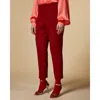 Marina Rinaldi Plus Recale Linen-blend Trouser In Red