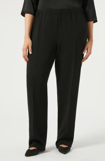 Marina Rinaldi Rapsodia Straight Leg Cady Pants In Black