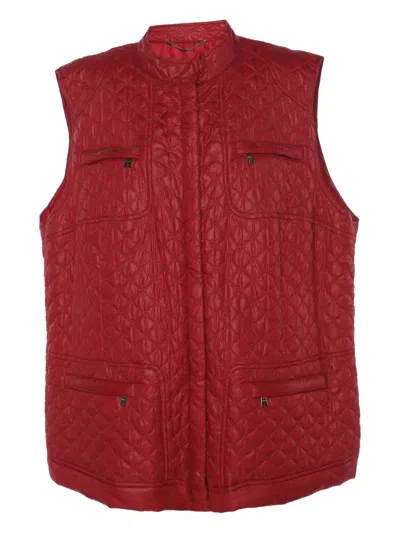 Pre-owned Marina Rinaldi Quilted Pocket Vest In Red