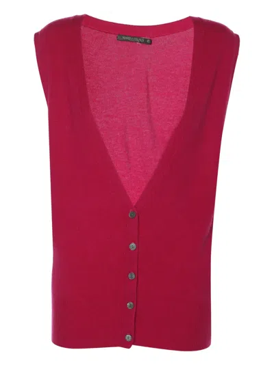 Pre-owned Marina Rinaldi Cashmere Button Waistcoat In Red