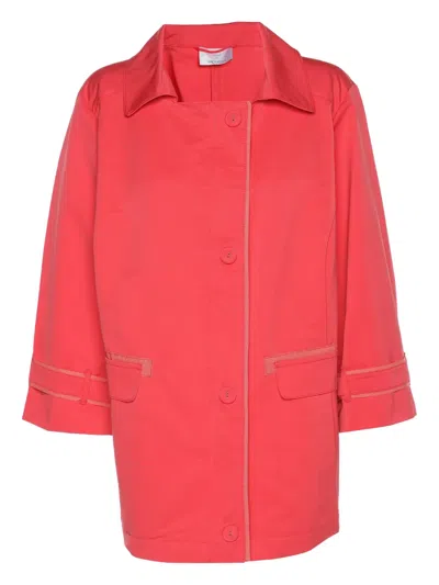 Pre-owned Marina Rinaldi Contrasting-trim Raincoat In Red