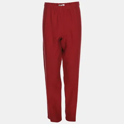 Pre-owned Marina Rinaldi Red Linen Straight Leg Trousers L