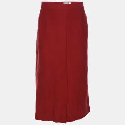 Marina Rinaldi Red Linen Straight Midi Skirt