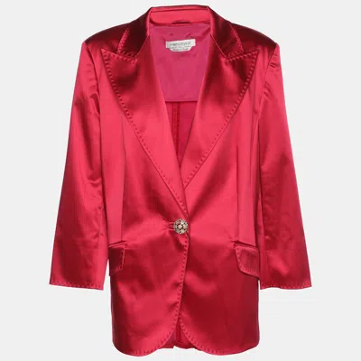 Pre-owned Marina Rinaldi Red Satin Single Breasted Blazer L