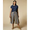 Marina Rinaldi Plus Size Renzo Striped Linen Culottes In Blue