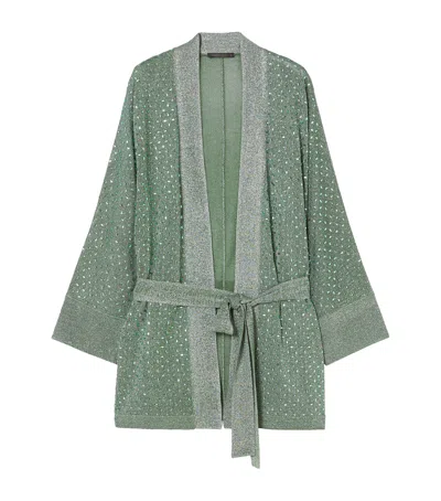 Marina Rinaldi Rhinestone-detail Miki Cardigan In Green