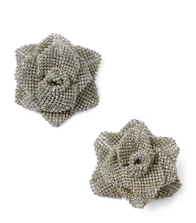 Marina Rinaldi Rhinestone Rose Brooch In White