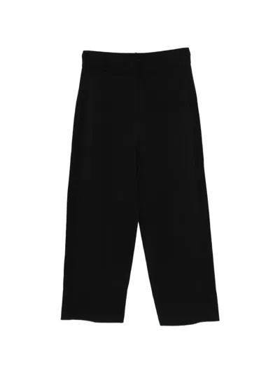 Marina Rinaldi Ribbed-knit Wide-leg Trousers In Black