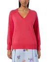 Marina Rinaldi Rita V-neck Cotton Blend Sweater In Pink