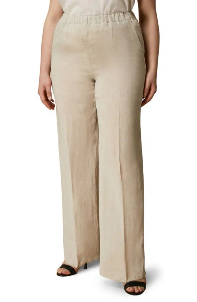 Marina Rinaldi Rocco Linen Pull-on Pants In Sand