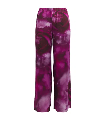 Marina Rinaldi Rose Print Trousers In Red