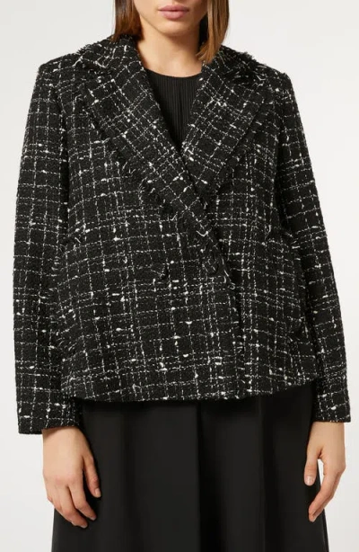 Marina Rinaldi Plus Size Saggina Double-breasted Tweed Jacket In Black Check