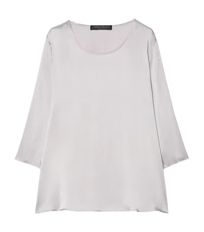 Marina Rinaldi Satin Bambus Blouse In Gray